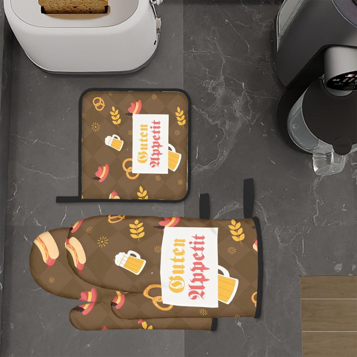 German Oven Mitts and Pot Holder - Bavarian Edition