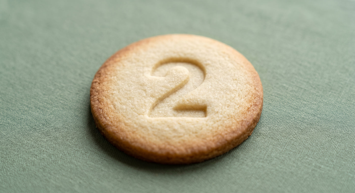Number 2 round sugar cookie stamp