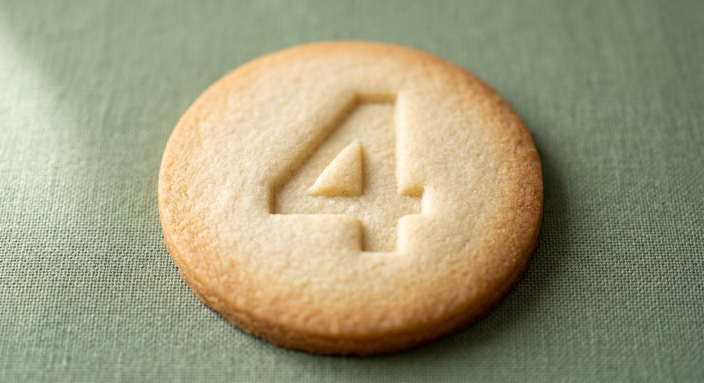 Number 4 round sugar cookie stamp