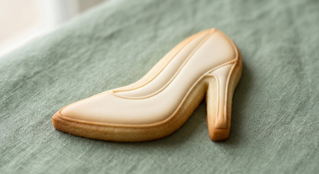 Quinceanera heel shoe shaped sugar cookie hero