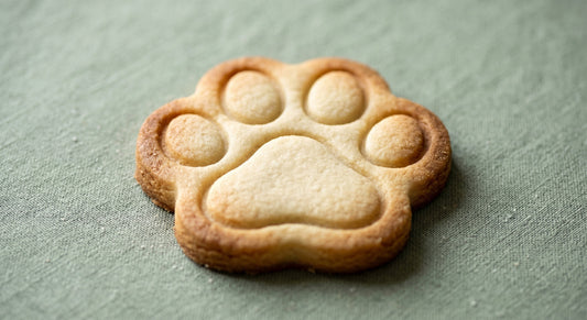 Paw print shaped sugar cookie for a dog gotcha day