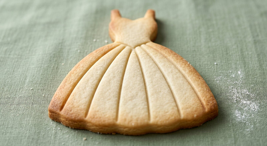 Quinceanera ball gown shaped sugar cookie