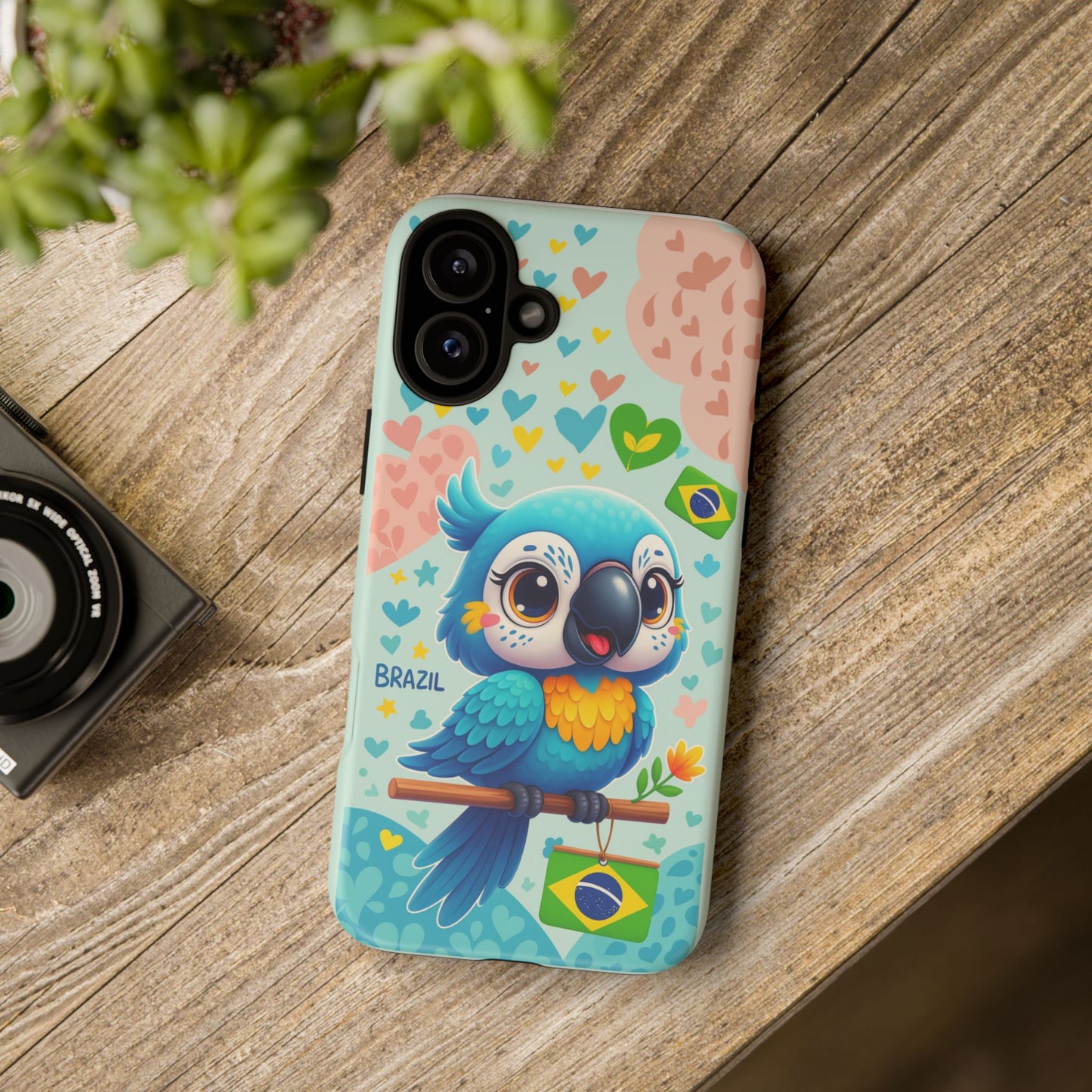 Saudade Collection - Brazilian Parrot Phone Case | Vibrant Hearts & Culture Tough Cases