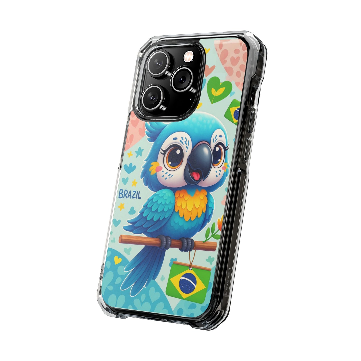 Saudade Collection - Brazilian Parrot Phone Case | Vibrant Hearts & Culture Magnetic Tough Cases