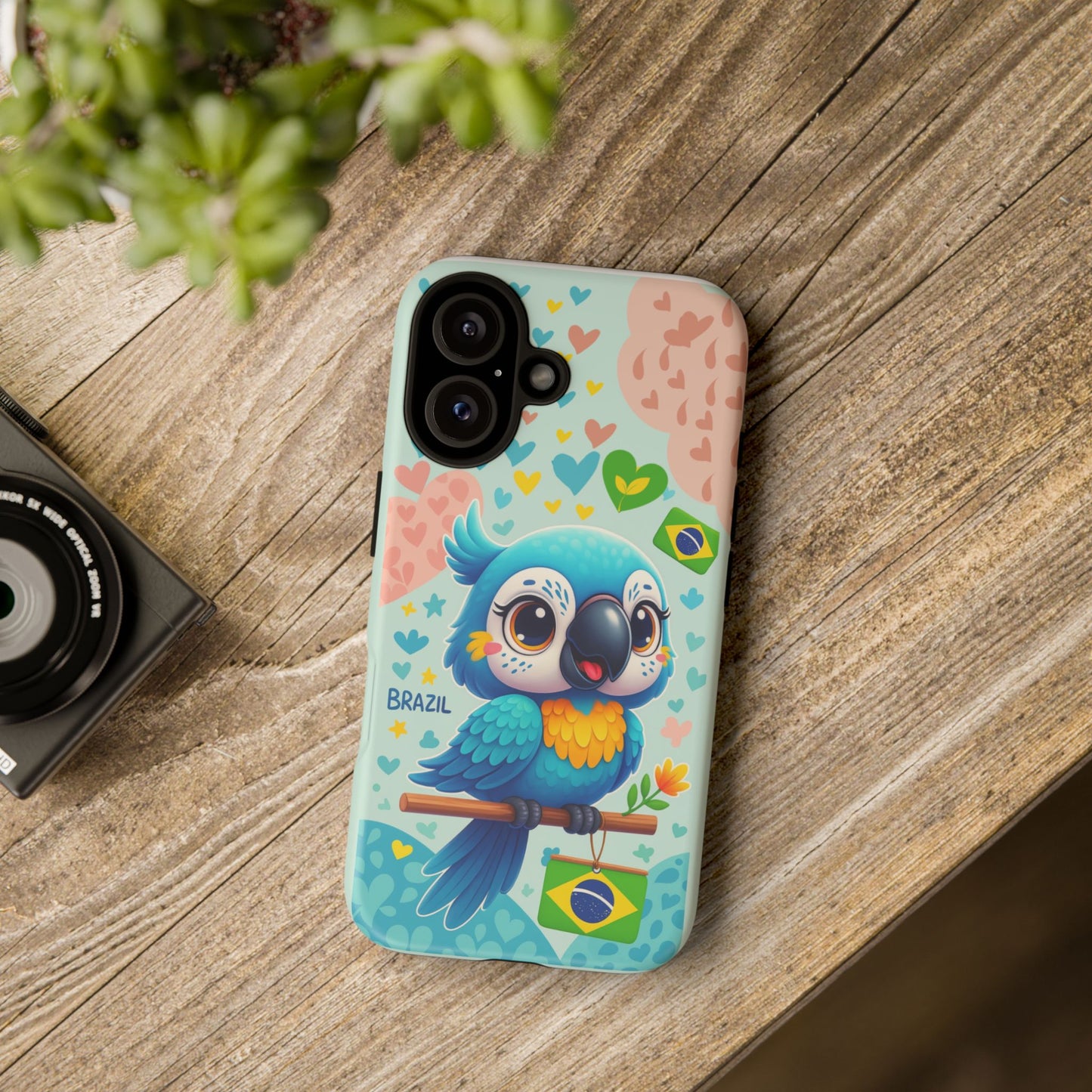 Saudade Collection - Brazilian Parrot Phone Case | Vibrant Hearts & Culture Tough Cases