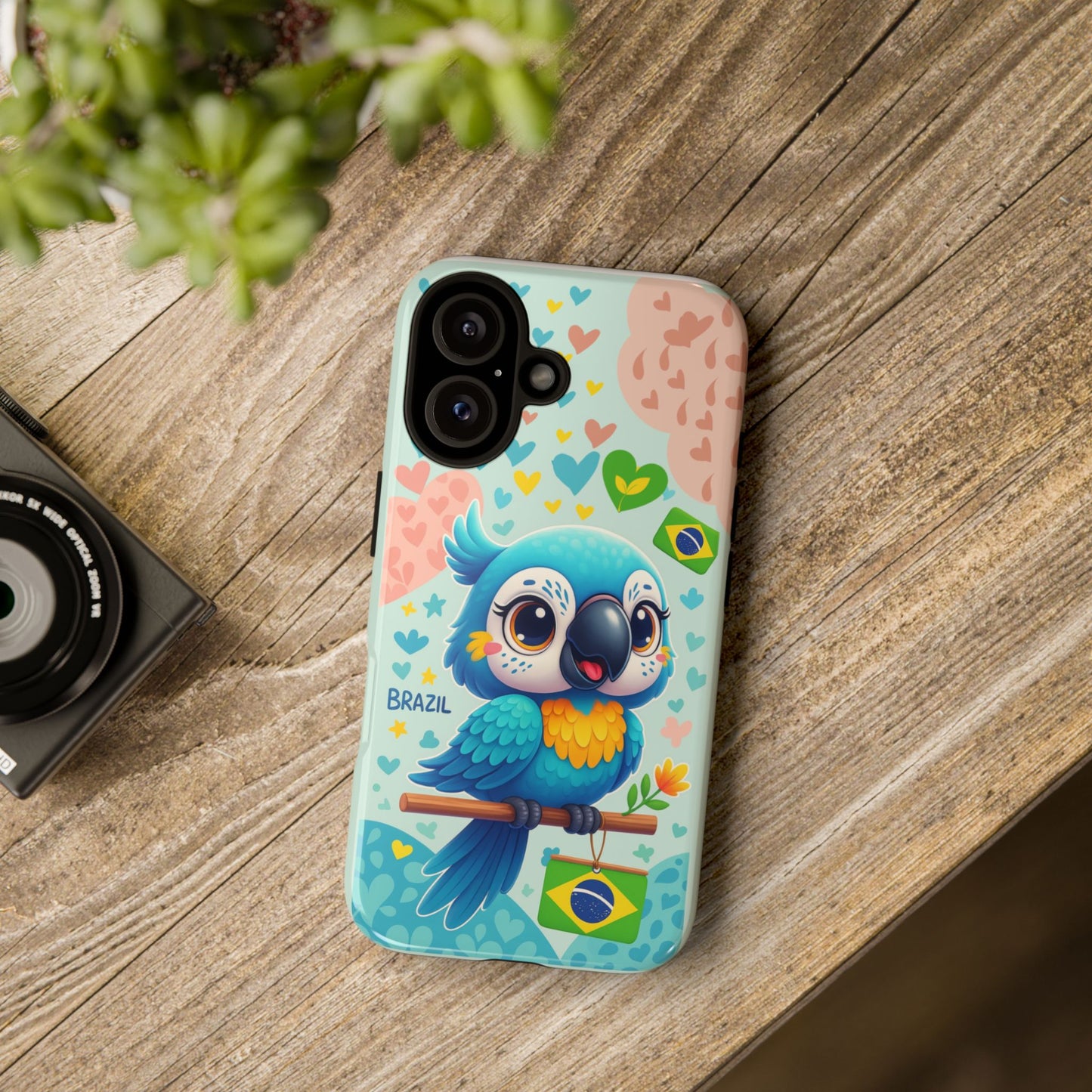 Saudade Collection - Brazilian Parrot Phone Case | Vibrant Hearts & Culture Tough Cases
