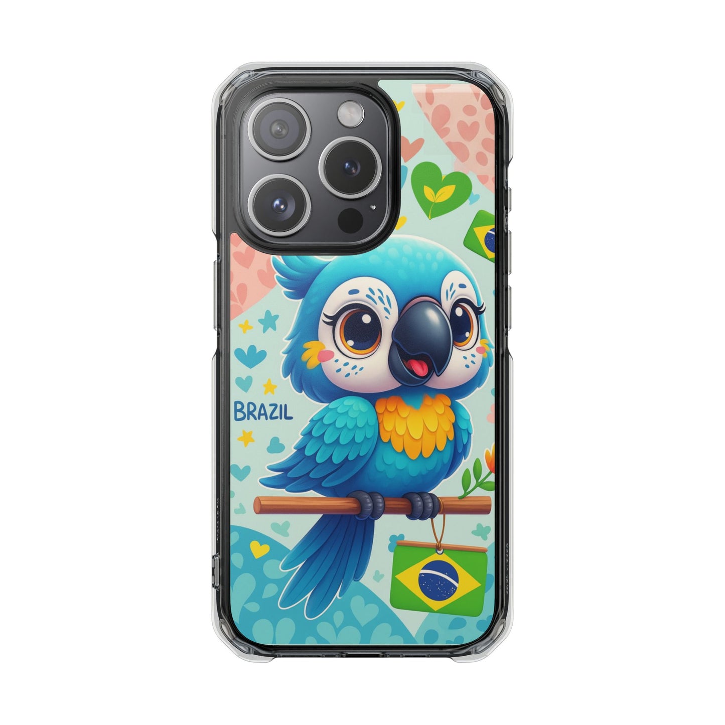 Saudade Collection - Brazilian Parrot Phone Case | Vibrant Hearts & Culture Magnetic Tough Cases