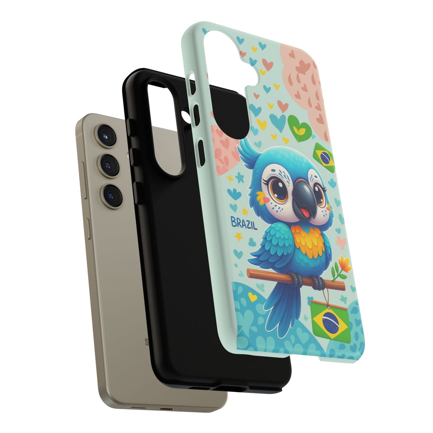 Saudade Collection - Brazilian Parrot Phone Case | Vibrant Hearts & Culture Tough Cases