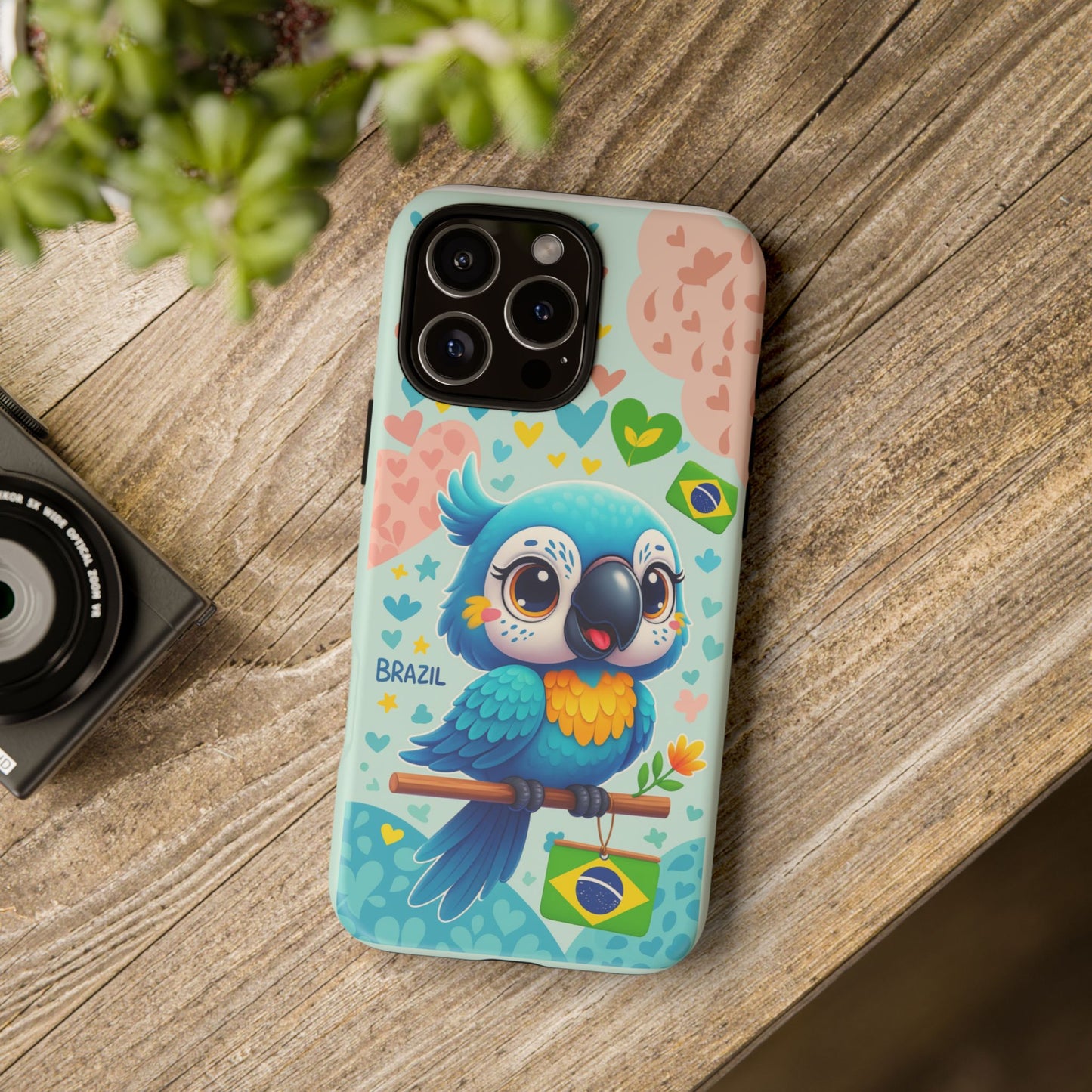 Saudade Collection - Brazilian Parrot Phone Case | Vibrant Hearts & Culture Tough Cases
