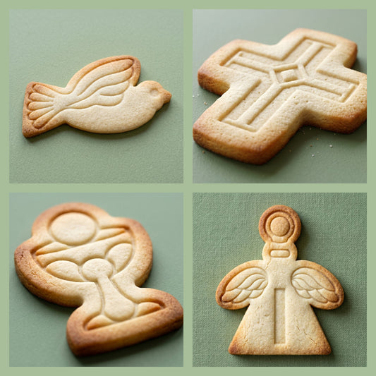 Baptism complete collection: dove, cross, chalice, angel cookies