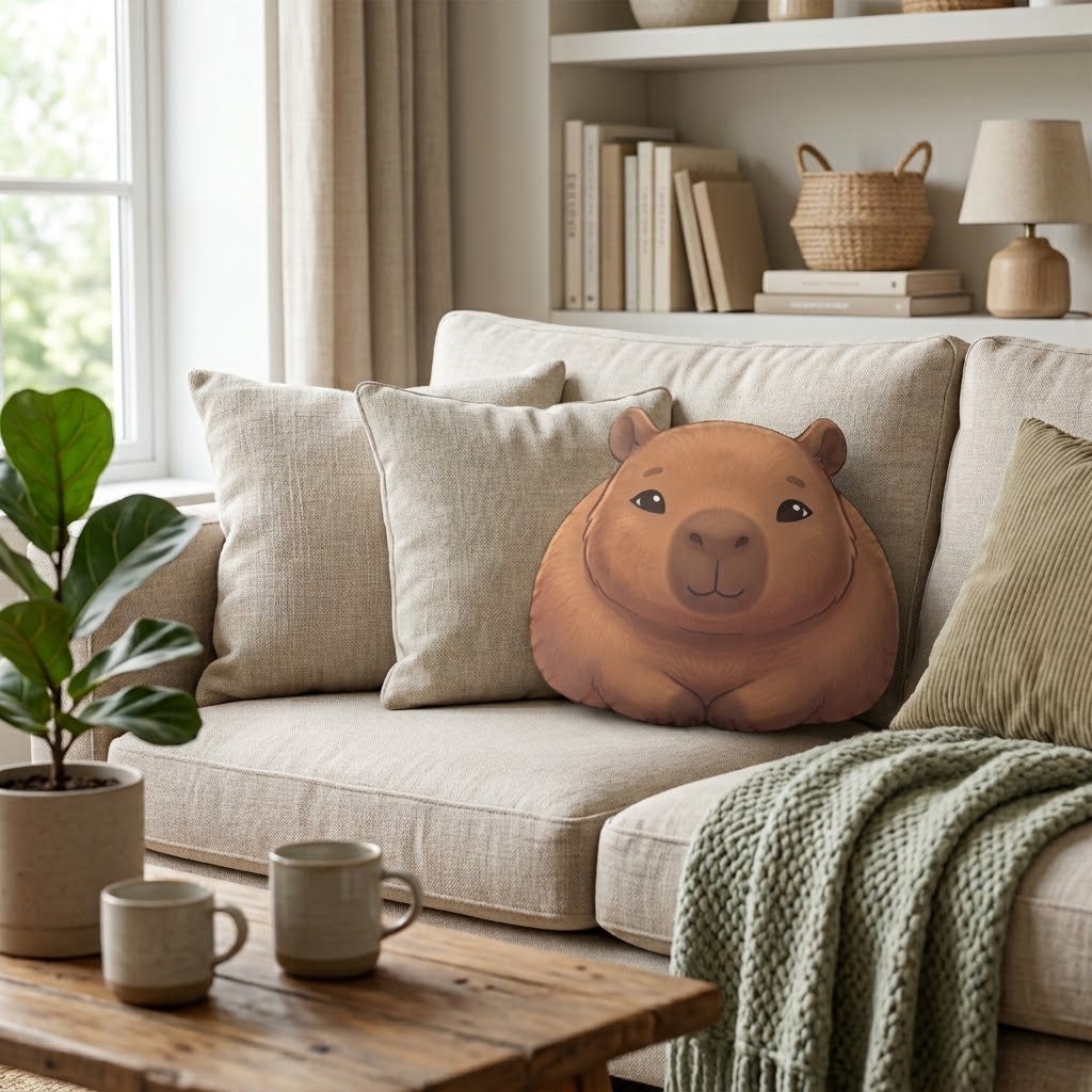 Capybara Pillow | Cute Chubby Capybara Shaped Plush | Funny Capybara Lover Gift