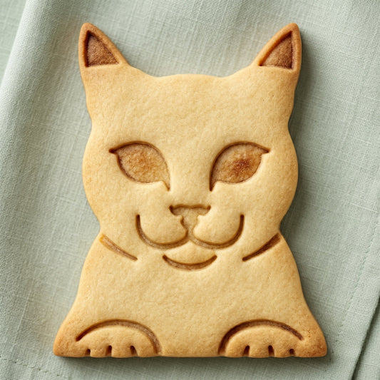 Cat cookie cutter and stamp set, full-body cat cookie