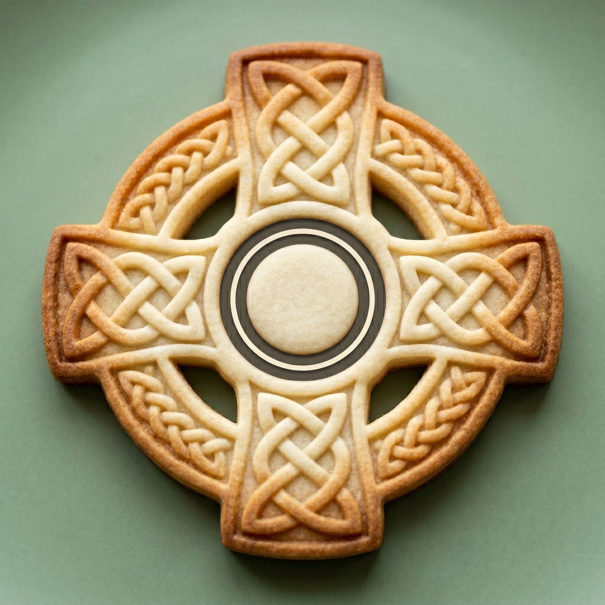Celtic cross shaped sugar cookie