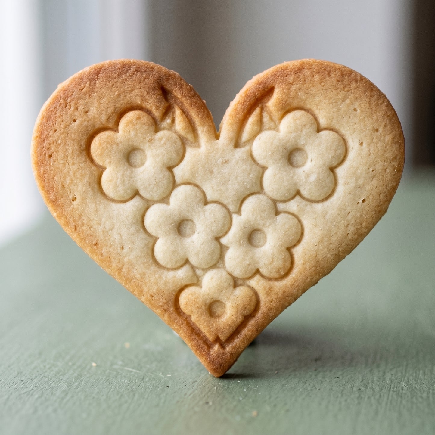 Floral heart shaped sugar cookie