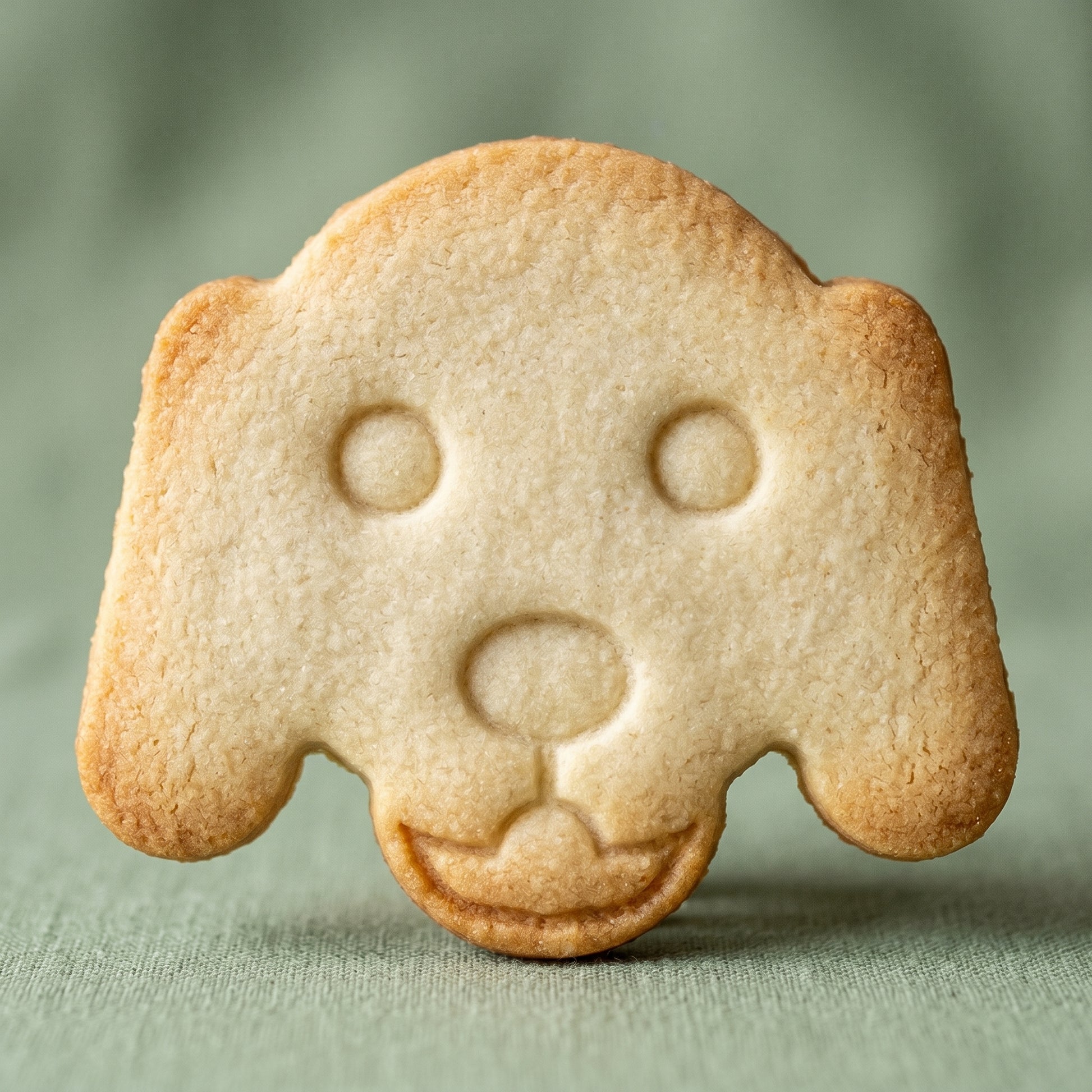 Golden retriever dog face shaped sugar cookie