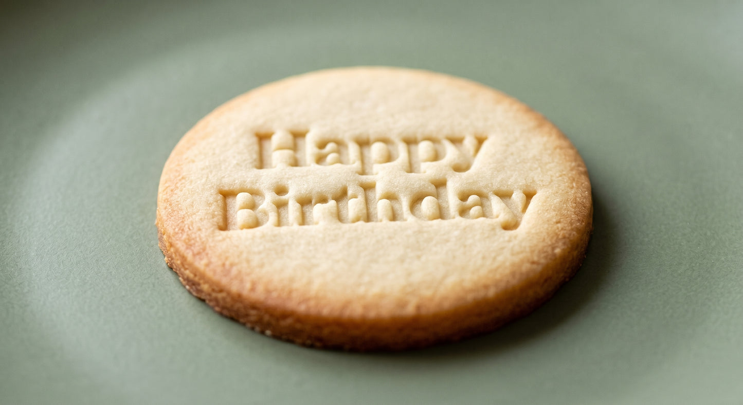 Happy Birthday round sugar cookie stamp