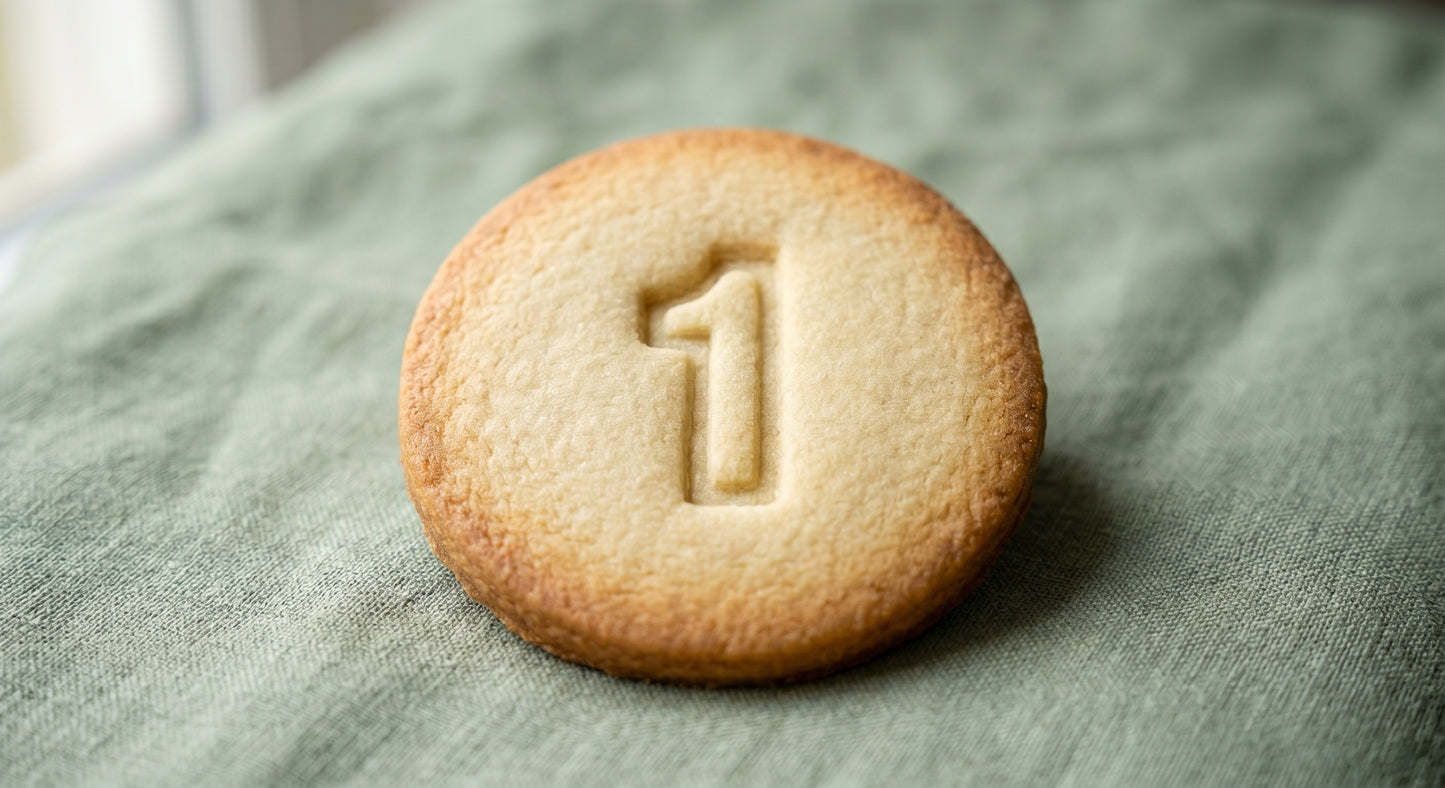 Number 1 round sugar cookie stamp
