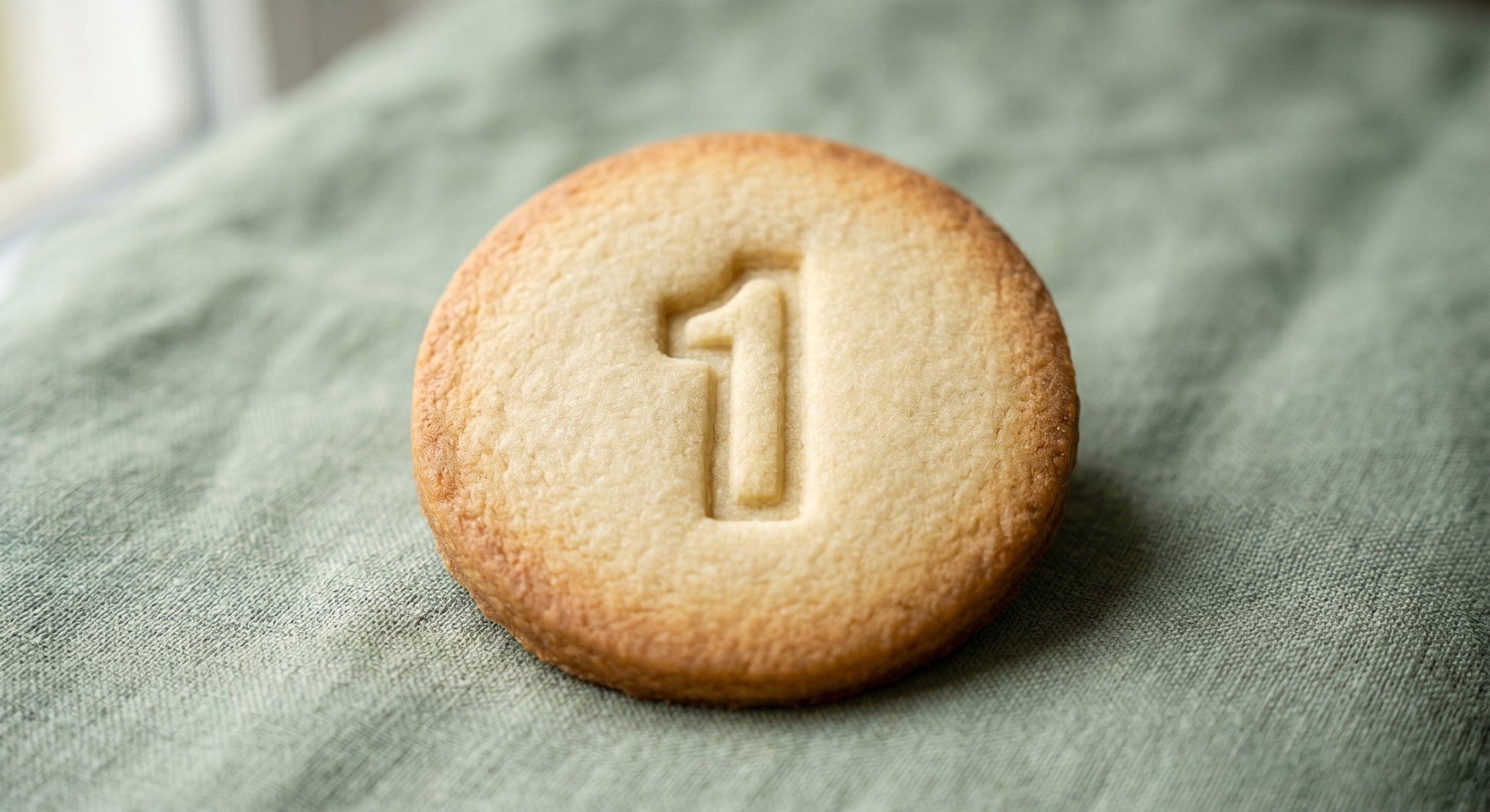 Number 1 round sugar cookie stamp