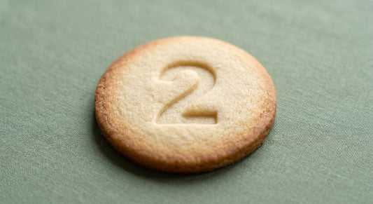Number 2 round sugar cookie stamp