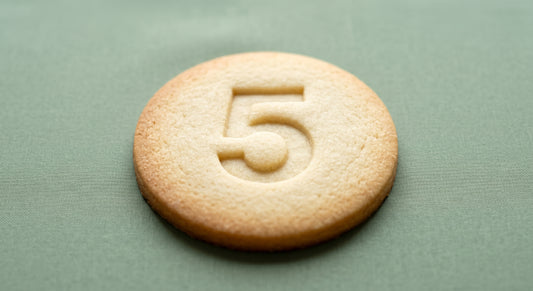 Number 5 round sugar cookie stamp