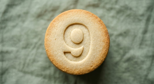 Number 9 round sugar cookie stamp
