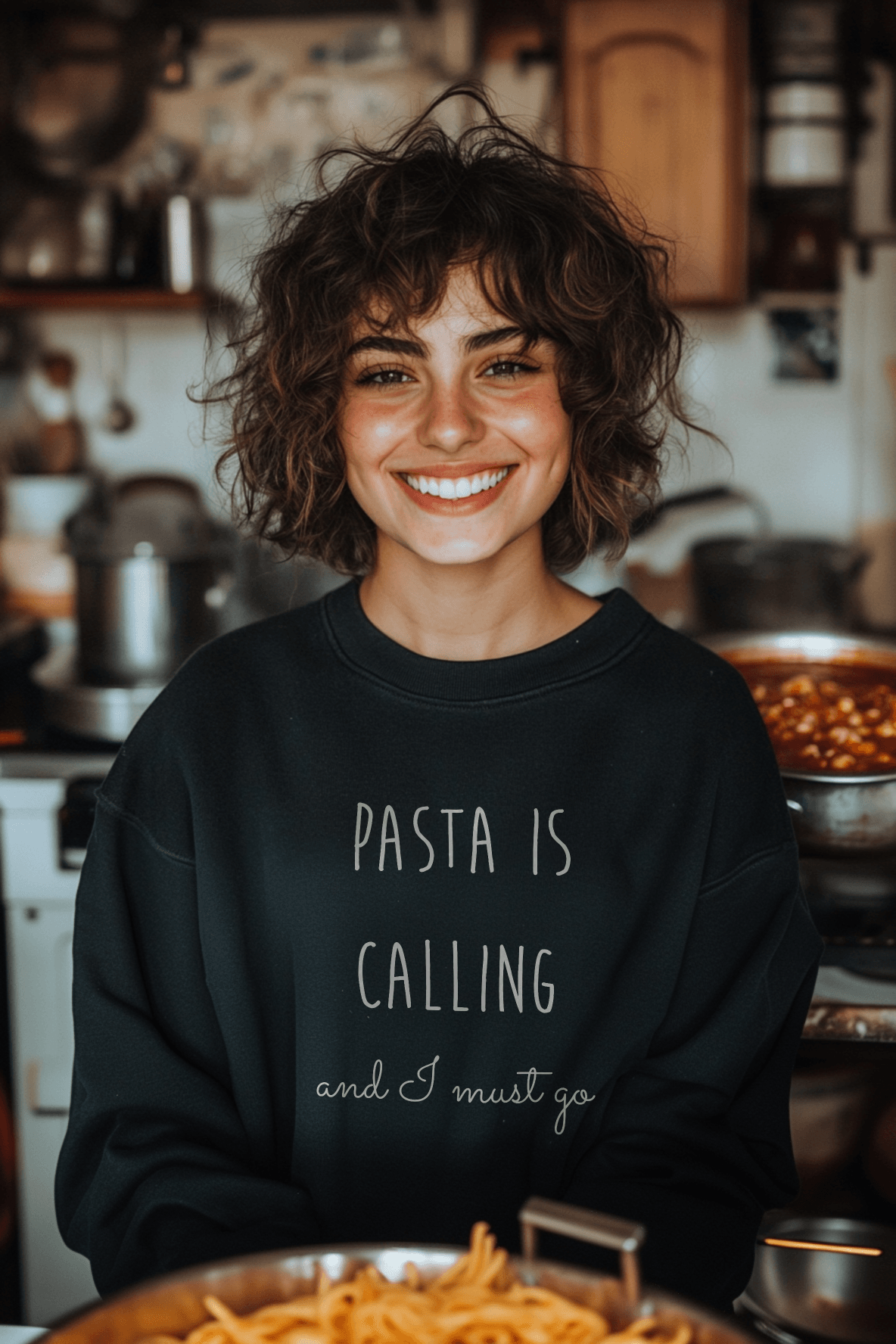 Pasta Lover's Premium Sweatshirt - white lettering