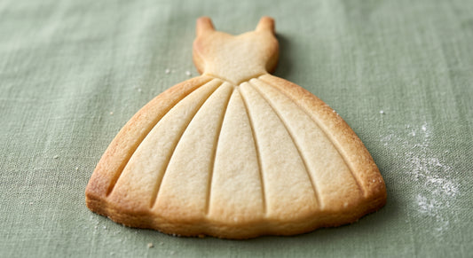 Quinceanera ball gown shaped sugar cookie hero
