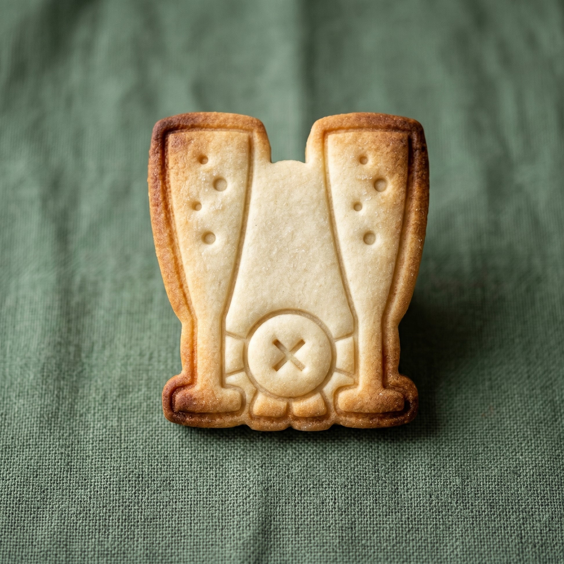 Champagne toast shaped sugar cookie hero